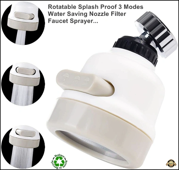  360 Degree Rotating Water-Saving Sprinkler, Faucet Aerator, 3-Gear Adjustable Head Nozzle Splash-Proof Filter Extender Sprayer for Kitchen Bathroom, Water Faucet Kitchen tap,Water Saving Nozzle (Health Faucet) 